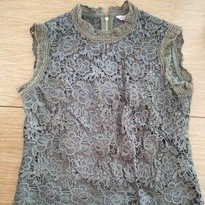Nanette Lepore Olive Green Lace Top
